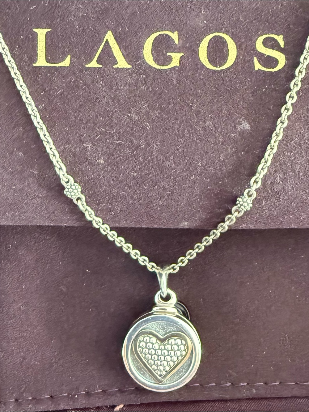 Lagos Two-Tone 925/750 Heritage Heart Locket Pendant 18" Necklace